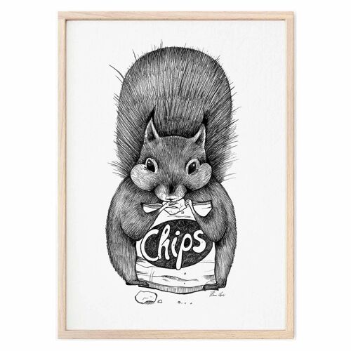 Kunstdruck [Fine Art Papier]  - Chipseichhörnchen - A4