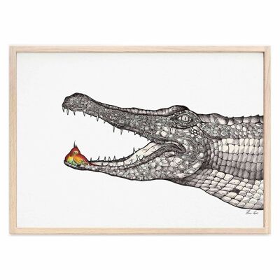 Kunstdruck [Fine Art Papier]  - Die Obhut (Krokodil) - A4
