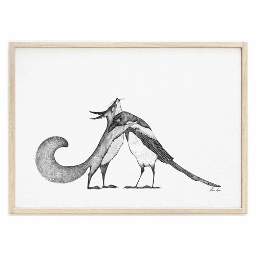 Kunstdruck [Fine Art Papier]  - Eichhörnchen & Elster - A3