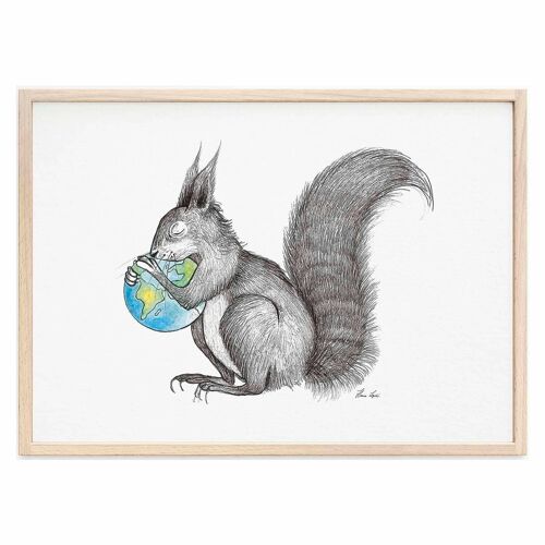 Kunstdruck [Fine Art Papier]  - Eichhörnchen Welt - A3