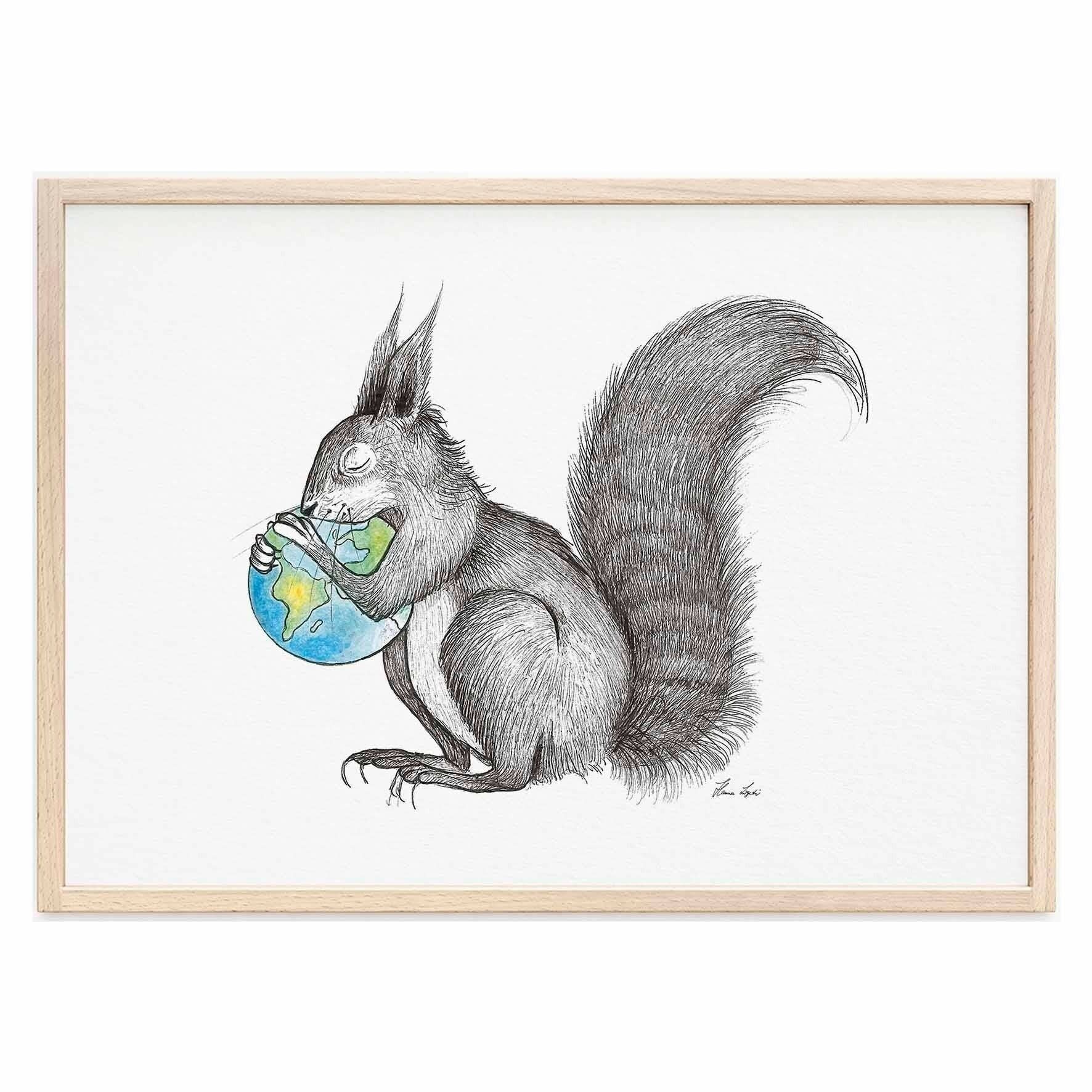 Art Print [Fine Art Paper] - Squirrel World - A4