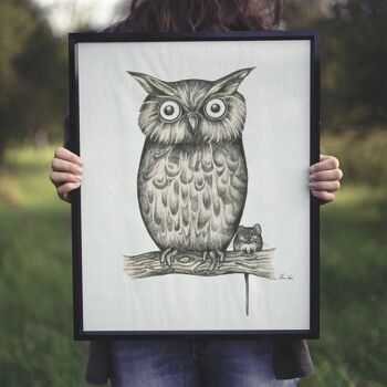 Tirage d'art [Papier Fine Art] - Hibou & Souris - A3 6