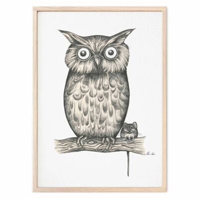 Tirage d'art [Papier Fine Art] - Hibou & Souris - A3