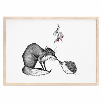 Art Print [Fine Art Paper] - Fox & Hedgehog - A3