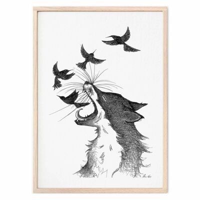 Impression d'art [Papier Fine Art] - Renard & Oiseaux - A3