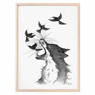 Art Print [Fine Art Paper] - Fox & Birds - A3
