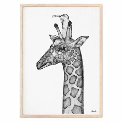 Stampa artistica [Carta per belle arti] - Good View (giraffa e cane della prateria) - A4