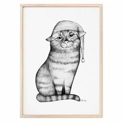 Art Print [Fine Art Paper] - Goodnight Cat - A4