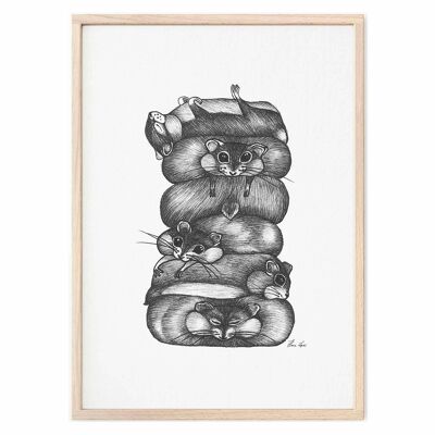 Art Print [Fine Art Paper] - Hamster Stack - A3