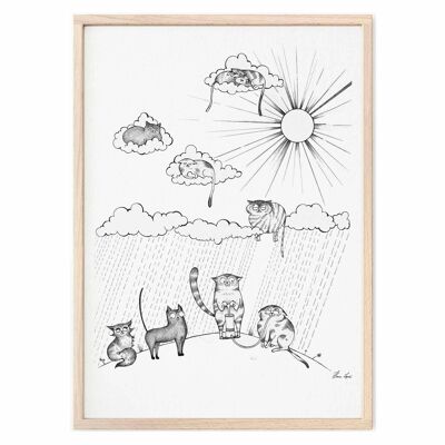 Art Print [Fine Art Paper] - Helium Cats - A3