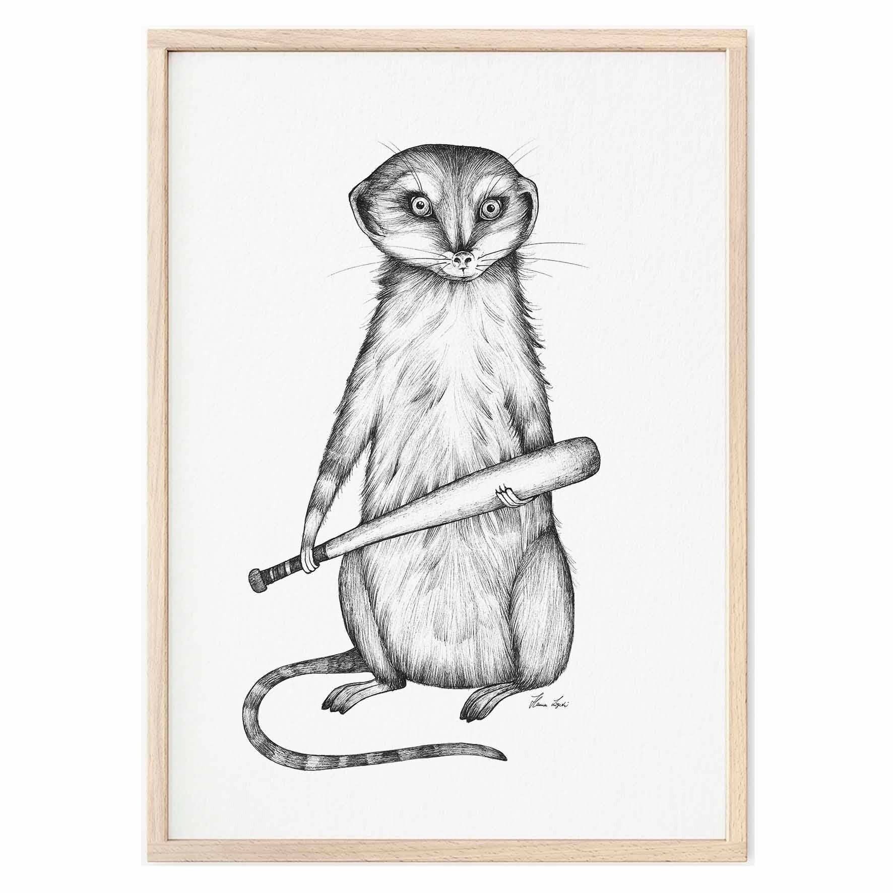 Kunstdruck [Fine Art Papier]  - Hitman Harry (Erdmännchen) - A3