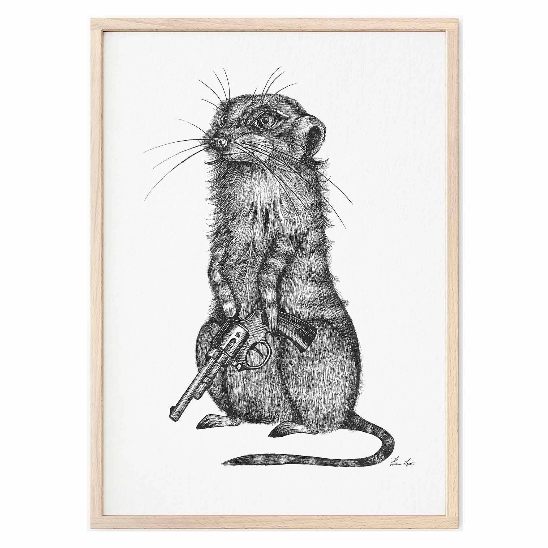 Art Print [Fine Art Paper] - Johnny Pistol (Meerkat) - A3