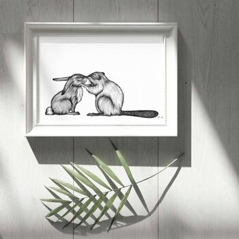 Impression d'art [Papier Fine Art] - Lapin & Castor - A3 5