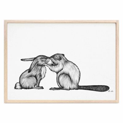 Impression d'art [Papier Fine Art] - Lapin & Castor - A3