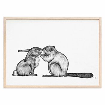 Impression d'art [Papier Fine Art] - Lapin & Castor - A3 1