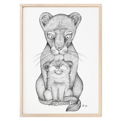 Impression d'art [Papier Fine Art] - Mère Lion - A3
