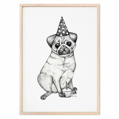 Art Print [Fine Art Paper] - Pug - A3