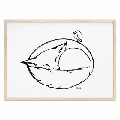 Art Print [Fine Art Paper] - Sleeping Fox - A3