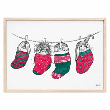 Impression d'art [Papier Fine Art] - Chaussettes Animaux - A3 4