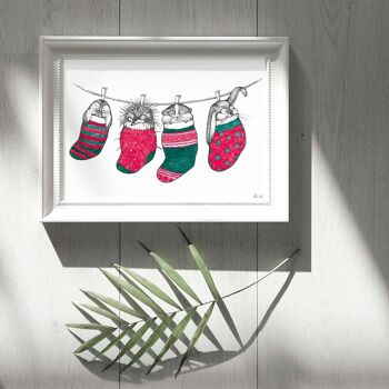 Impression d'art [Papier Fine Art] - Chaussettes Animaux - A3 5