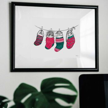 Impression d'art [Papier Fine Art] - Chaussettes Animaux - A3 6