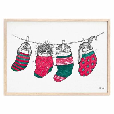 Art Print [Fine Art Paper] - Sock Animals - A3