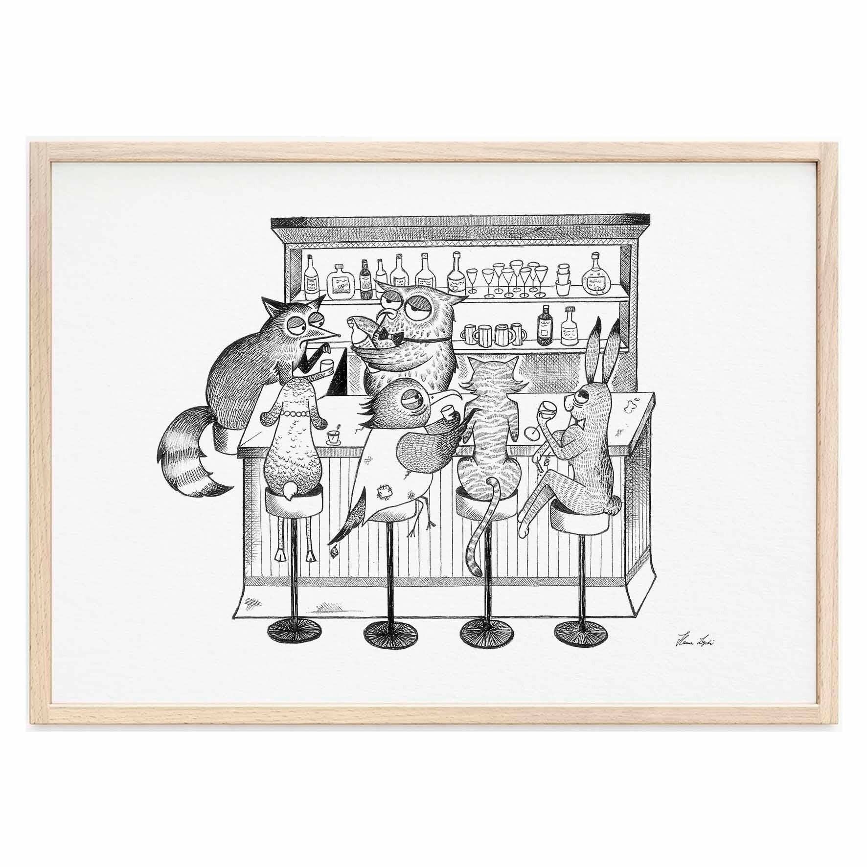 Stampa artistica [Carta Fine Art] - Animal Bar - A3