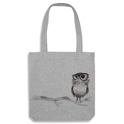 Sac en jute [recyclage] [recyclage] - chouette à lunettes - gris