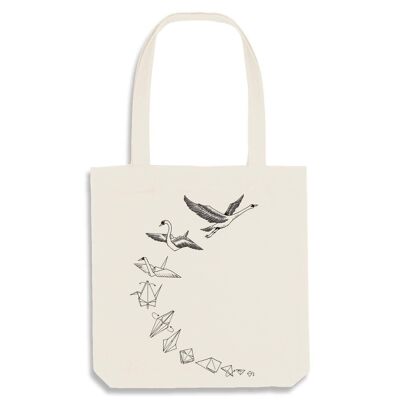 Jute bag [recycling] - origami swan - natural