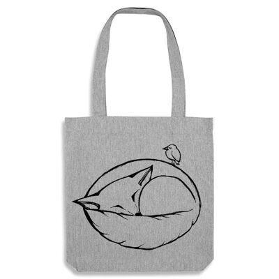 Burlap bag [recycling] - sleeping fox - grey