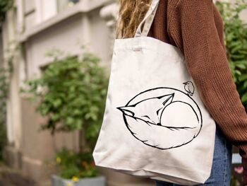 Sac en jute [recyclage] - renard endormi - naturel 6