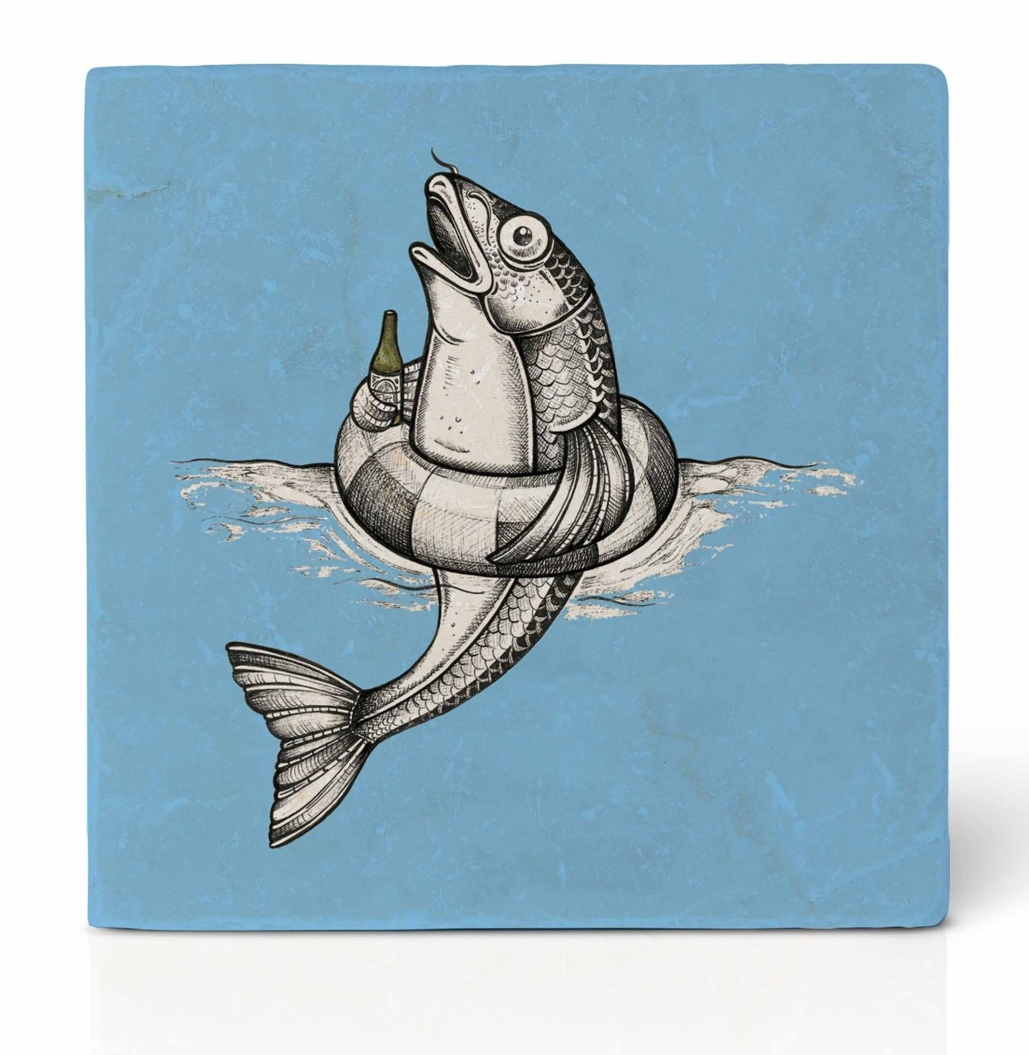 Fliesenuntersetzer [Naturstein] - Bernd (Fisch)