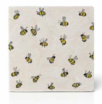 Dessous de Verre Carreaux - Lot de 3 - Abeilles & Fleurs 7