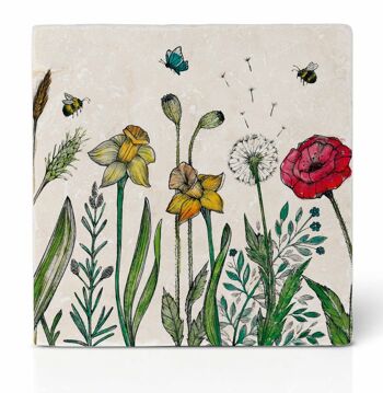 Dessous de Verre Carreaux - Lot de 3 - Abeilles & Fleurs 8