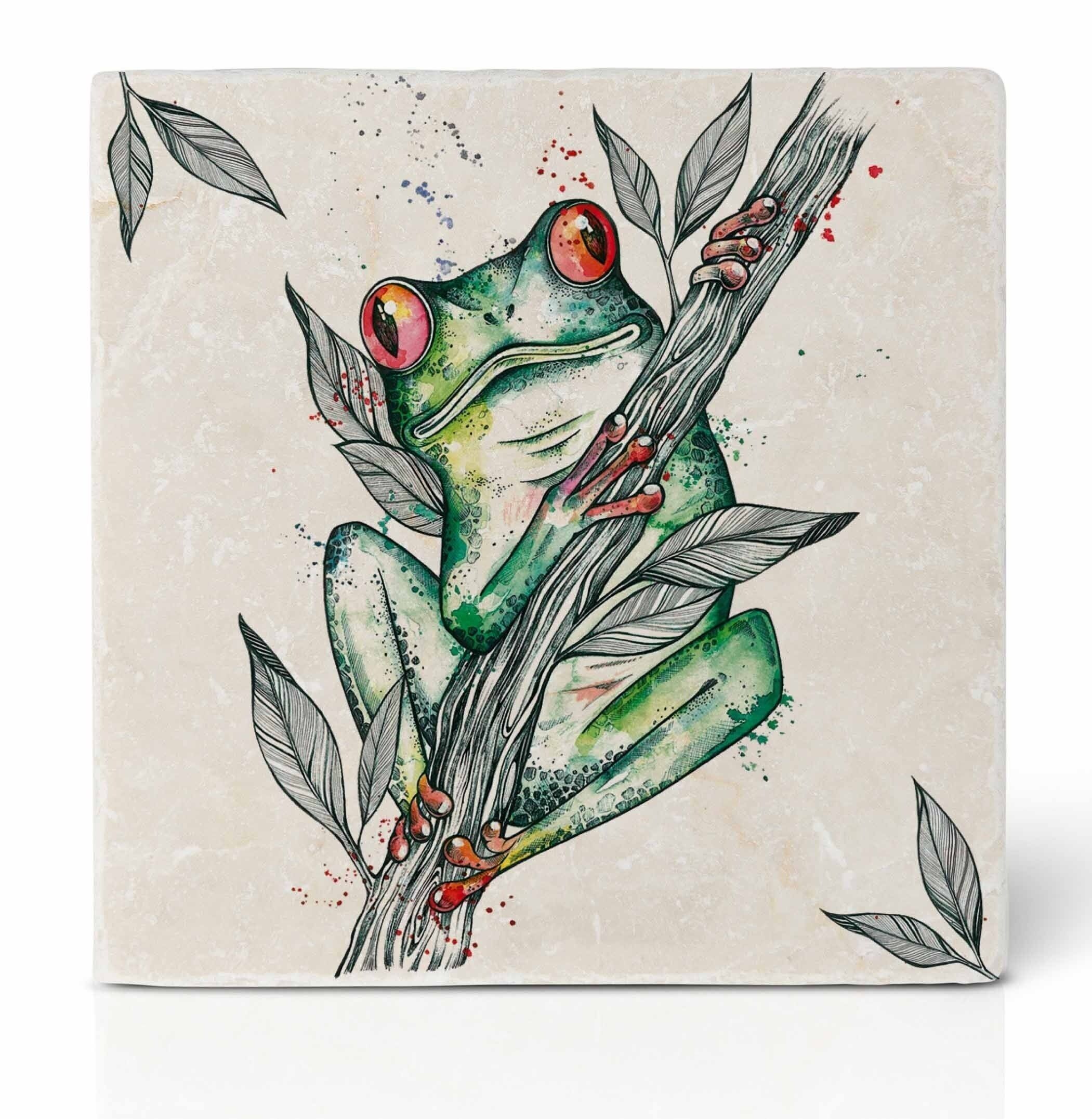 Fliesenuntersetzer [Naturstein] - Frosch