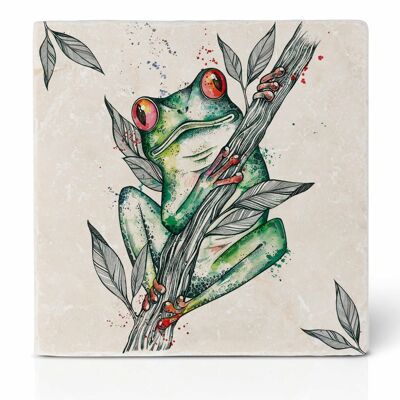 Tile coaster [natural stone] - Frog