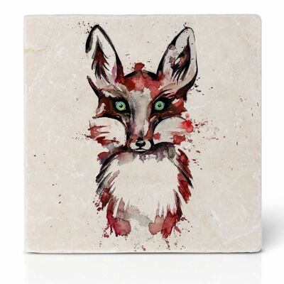 Tile coaster [natural stone] - Fox portrait