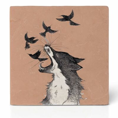 Tile Coaster [Natural Stone] - Fox & Birds