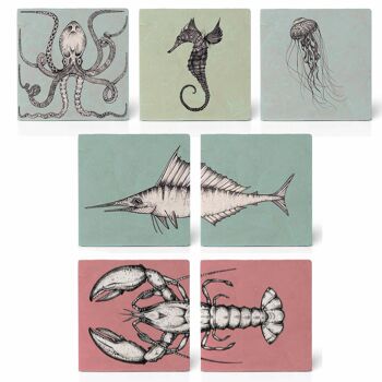 Dessous de Verre Carreaux - Lot de 7 - Giganto Sea Creatures 5