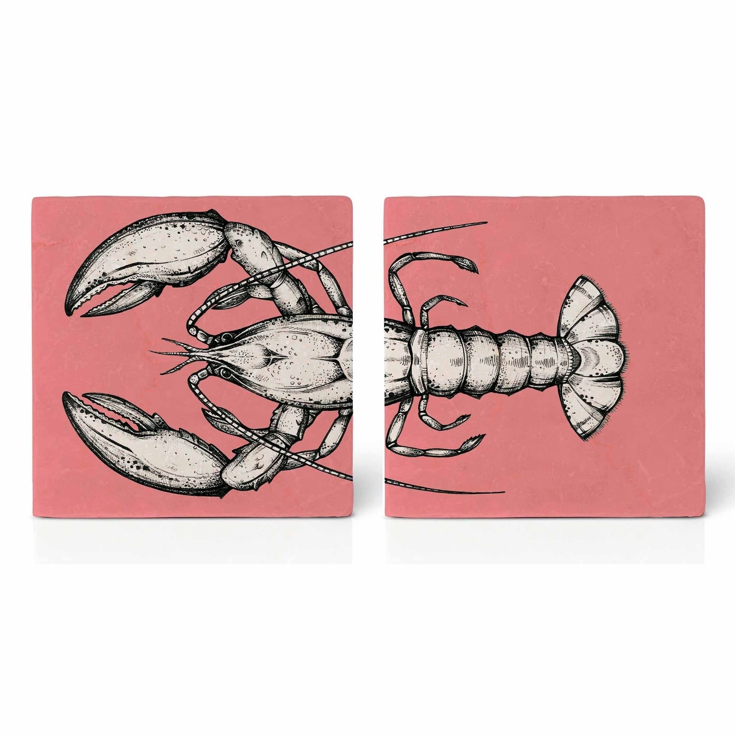 Fliesenuntersetzer [Naturstein] - 2er Set - Hummer