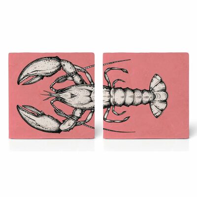 Tile Coasters [Natural Stone] - Set of 2 - Lobster
