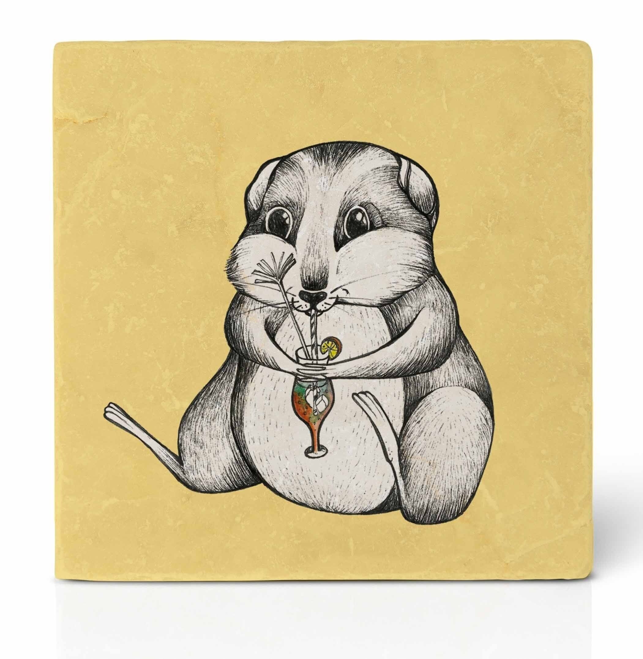 Posavasos de azulejos [piedra natural] - Korni (hámster)