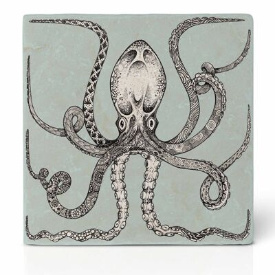 Tile coaster [natural stone] - Paul (octopus)