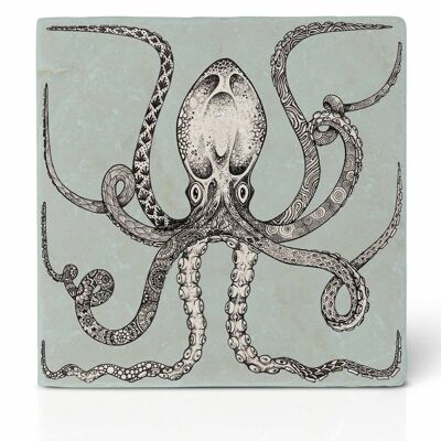 Tile coaster [natural stone] - Paul (octopus)