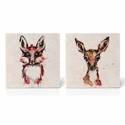 Tile Coasters [Natural Stone] - Set of 2 - Portrait
