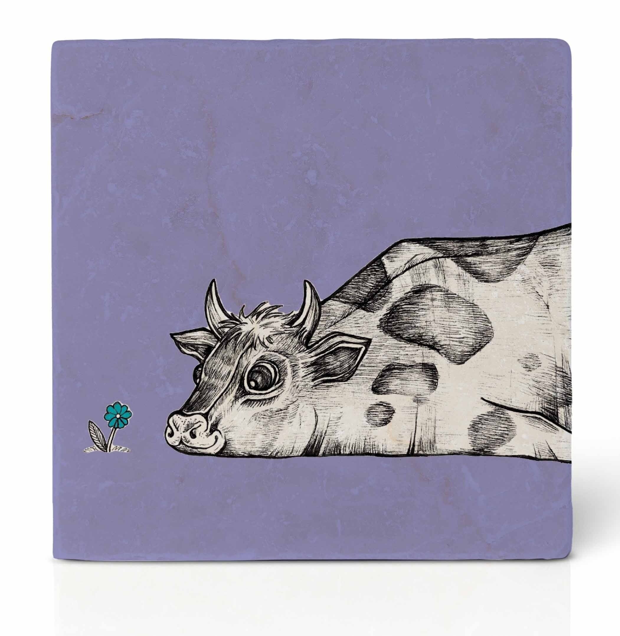 Fliesenuntersetzer [Naturstein] - Rita (Kuh)