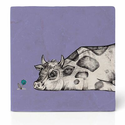 Tile coaster [natural stone] - Rita (cow)