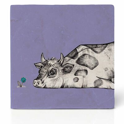 Tile coaster [natural stone] - Rita (cow)