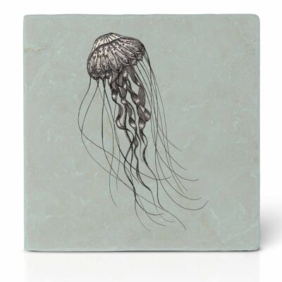 Sous-verre en tuile [pierre naturelle] - méduse des profondeurs