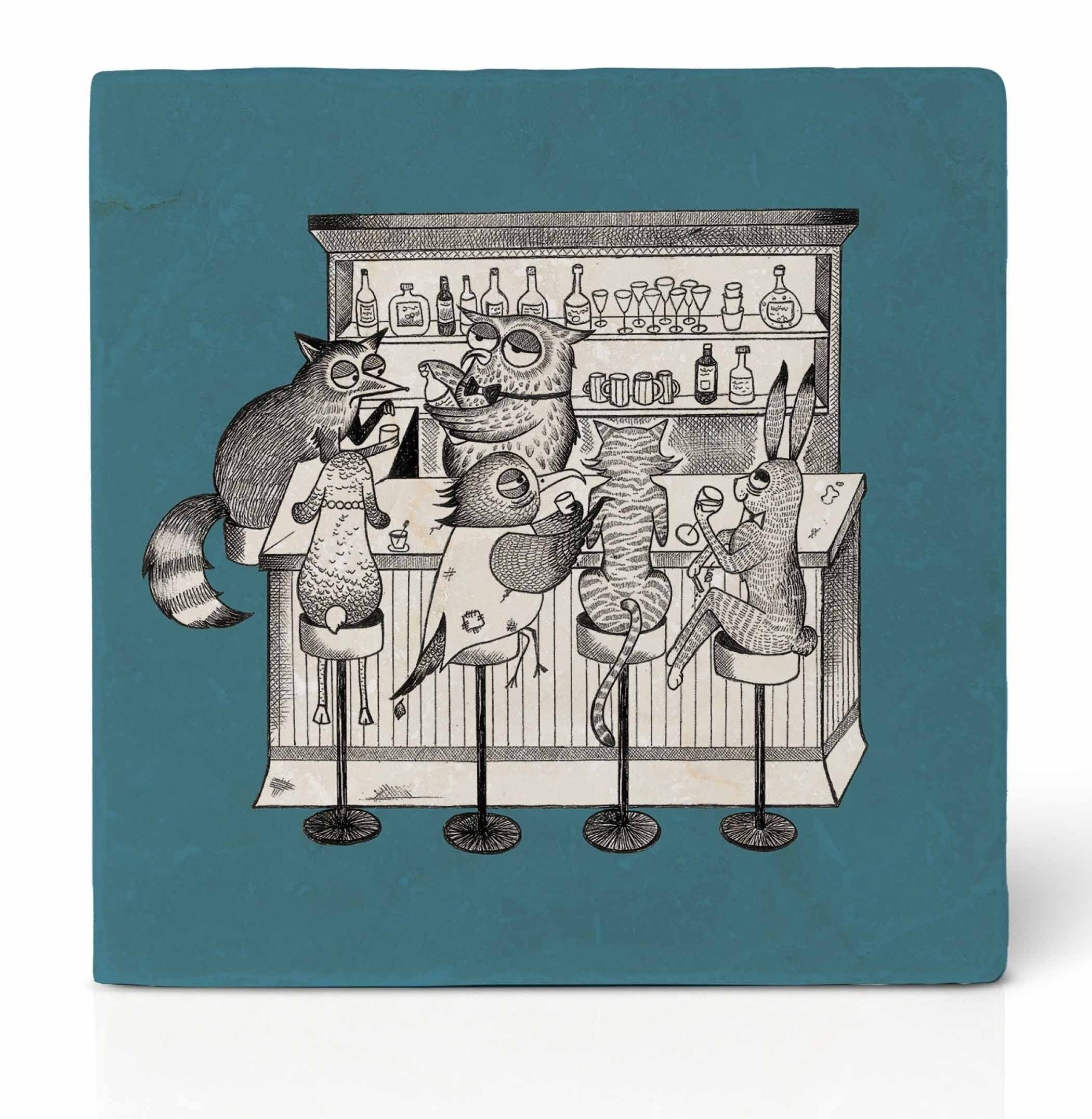 Fliesenuntersetzer [Naturstein] - Tierbar